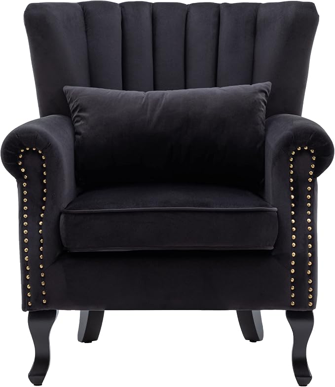 Accent Chairs Set of 2 with Arm Comfy Velvet Living Room Chair Mid-Century - Image 4