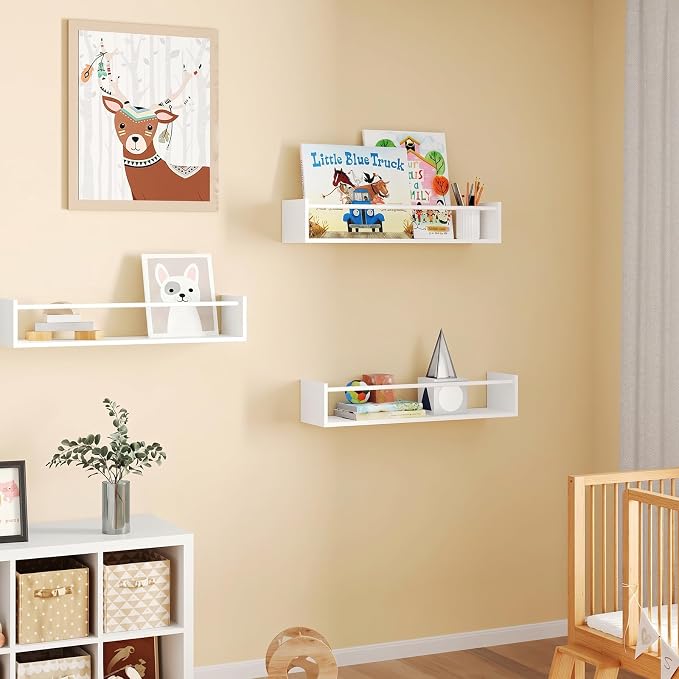 Fixwal Floating Bookshelves for Wall, 16.5 Inch Wood Nursery Book Shelves Set - Image 4