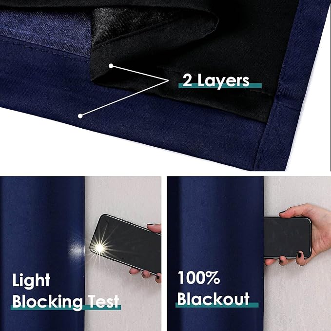ChrisDowa 100% Blackout Curtains 108 inch Long - Image 4