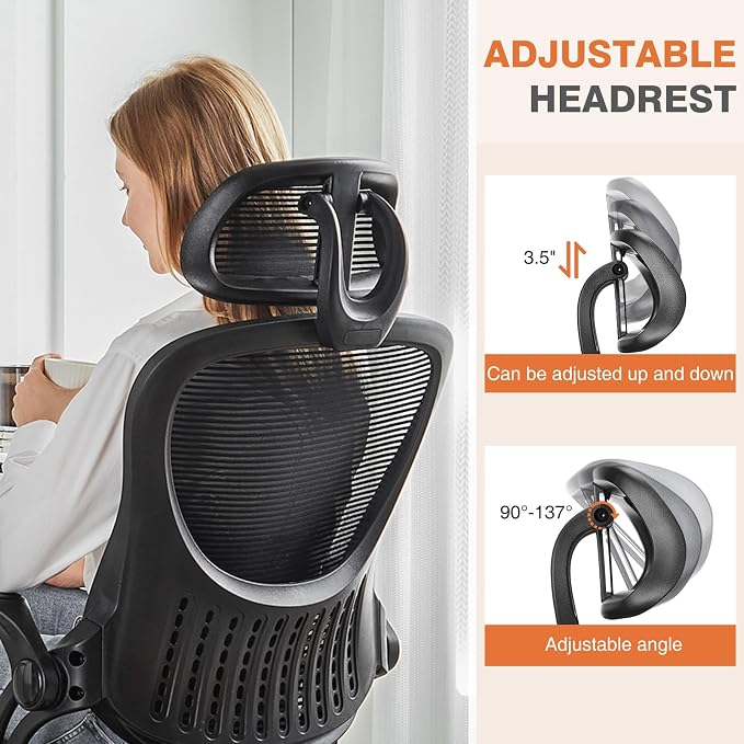 Sweetcrispy Office Computer Desk Chair, Ergonomic High-Back Mesh Rolling Work - Image 3