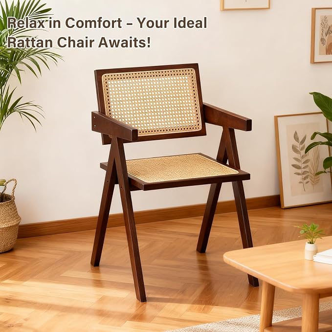 Furlide Rattan Accent Chairs, Modern Mid Century Dining Chairs Set of 2 - Image 5