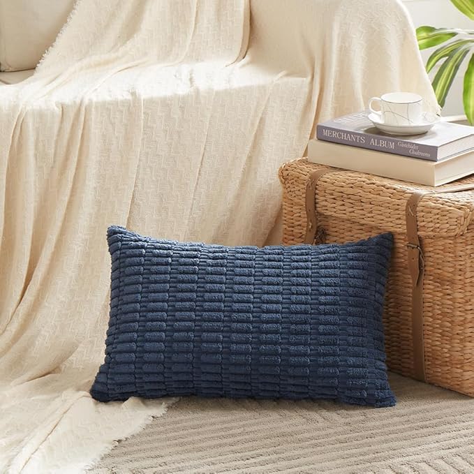 Fancy Homi 4 Packs Dusty Blue Decorative Throw Pillow Covers 12x24 Inch - Image 2