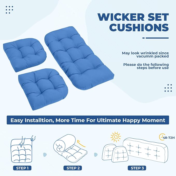 DANGHOOGY Wicker Chair Cushions, Waterproof Outdoor Loveseat Cushions - Image 6