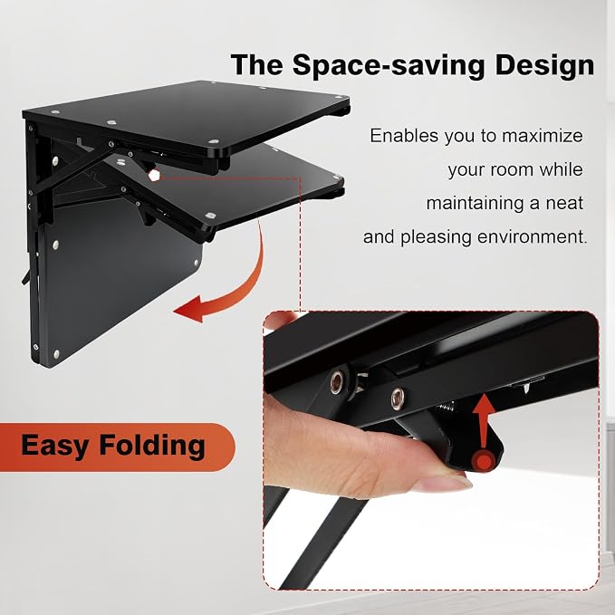 Folding Shelf Wall Mounted for Small Space, Home Office Floating Fold Down Desk - Image 6