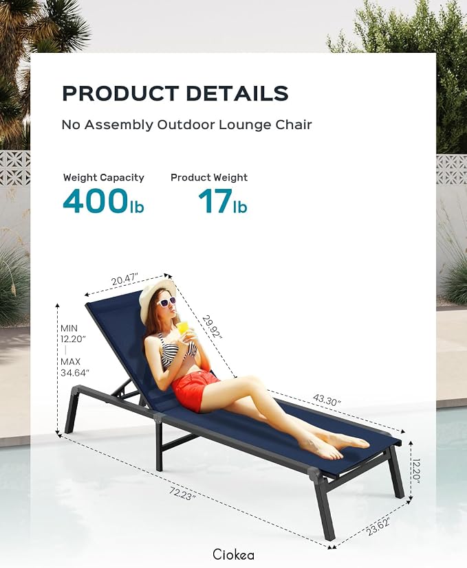 Ciokea Aluminum Foldable Lounge Chairs Set of 4 - Image 2