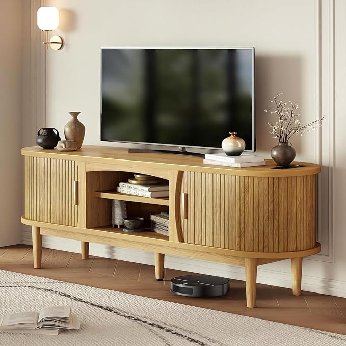 Decofy Mid Century TV Stand for TVs up to 65 Inches, Entertainment Center - Image 7