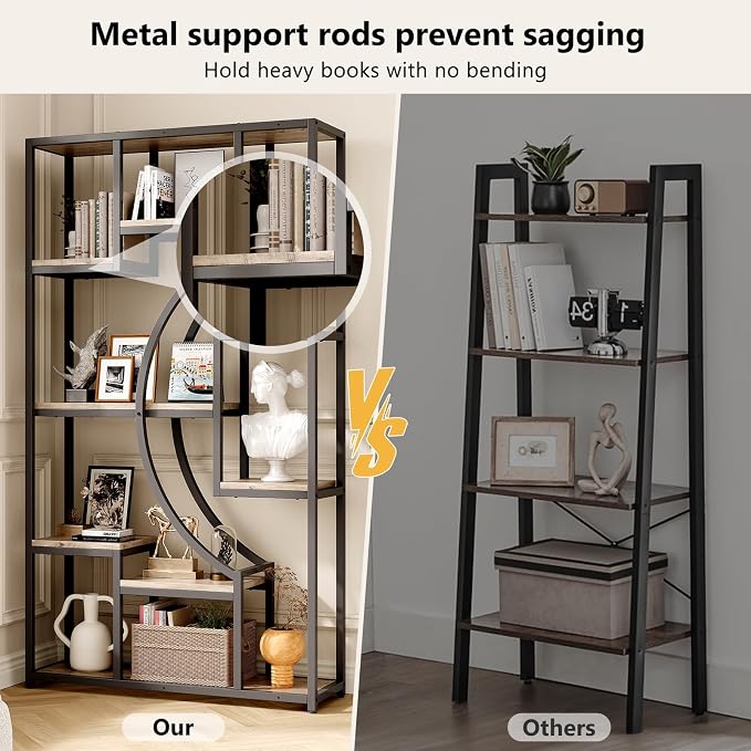 HolliWill 70.8" Tall Bookshelf Set of 2, Etagere Bookcase - Image 5
