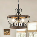 12.9 Inch Farmhouse Chandelier for Dining Room Wood Drum Chandelier Light by DawnWhisper