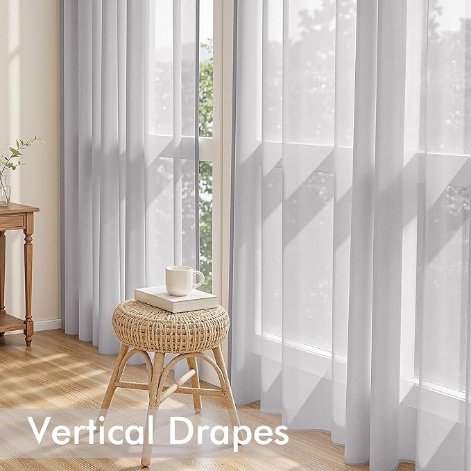 MIULEE Greyish Lilac Sheer Curtains 96 Inches Long, 4 Panels Set, Rod Pocket - Image 5