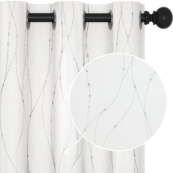 Deconovo White Curtains 95 Inches Long, Room Darkening Curtain, Thermal by Deconovo