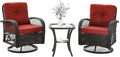 3 Pieces Patio Furniture Set, Outdoor Swivel Glider Rocker, Wicker Patio Bistro by VonzoyHome