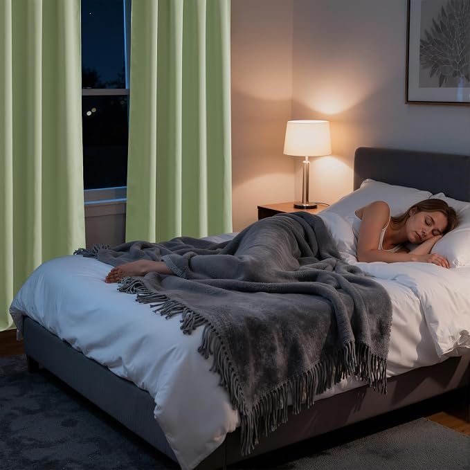 RYB HOME Bedroom Blackout Curtains 63 inches Long, 100% Blackout Thermal - Image 5