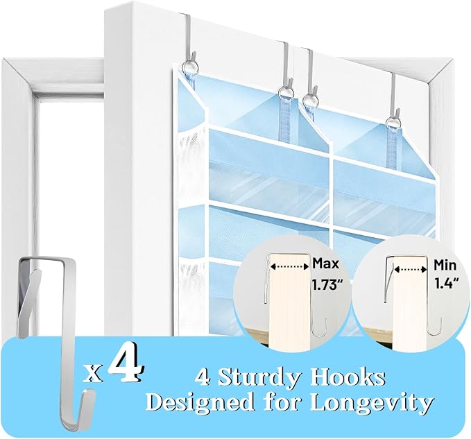 Blue Over the Door Organizer 5 Tiers, Extra Large Behind Door Storage of 10 - Image 6