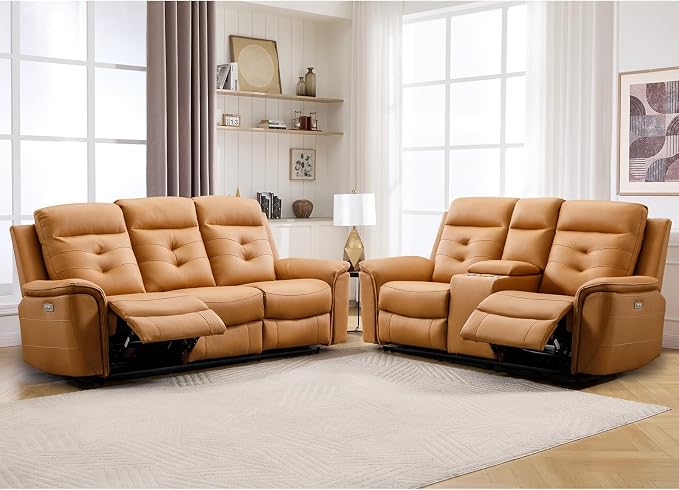 ANJ 2-Piece Faux Leather Power Recliner Sofa Set by ANJ