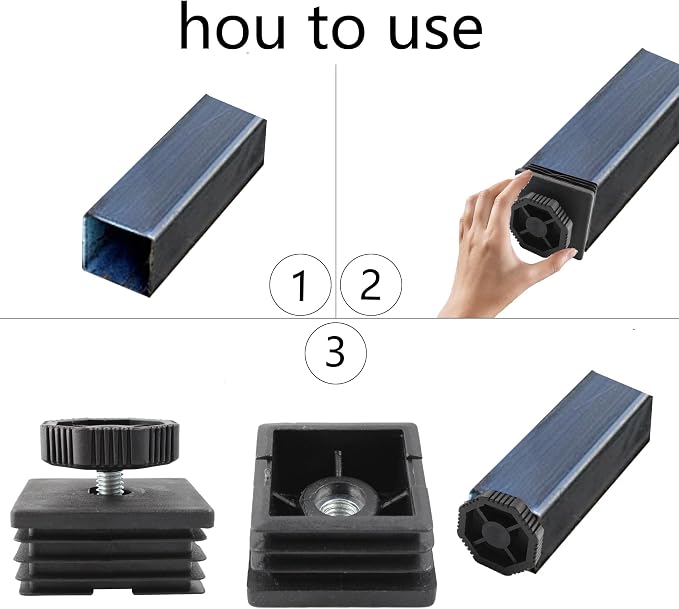8Pcs Adjustable Leveling Feet 50 x 50mm Square Insert Kit Furniture Glide - Image 6