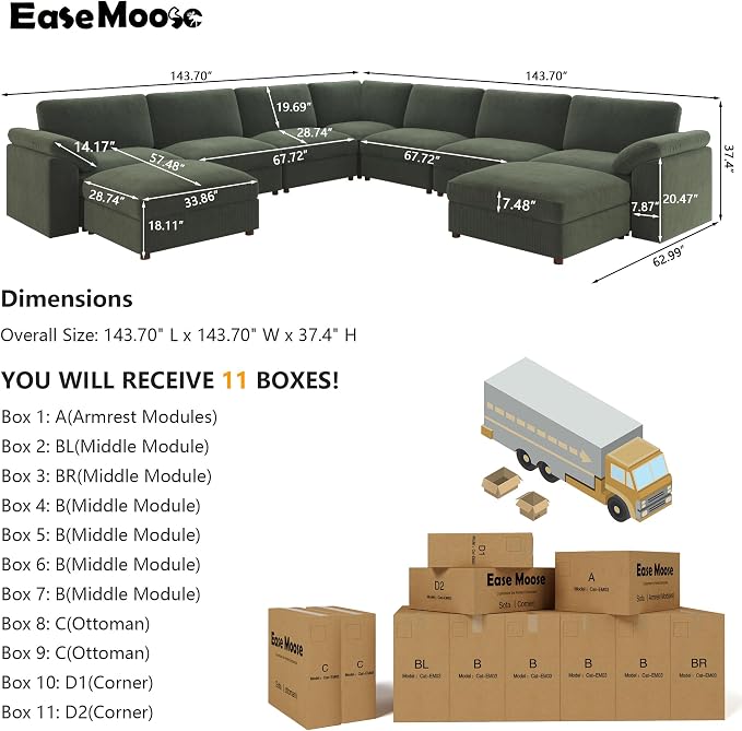 EASE MOOSE Oversized Modular Sectional Sofa - Image 2