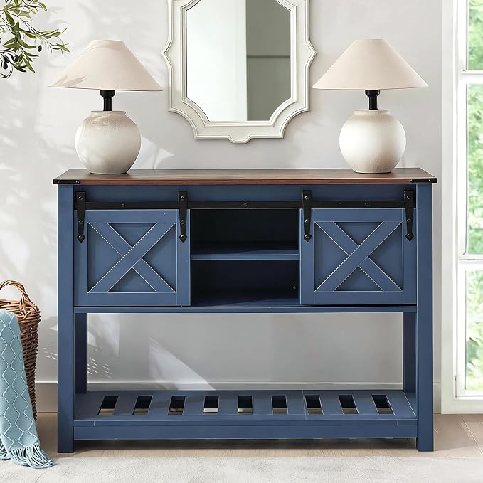 Blue Farmhouse Entryway Table, Rustic Hallway Table - Image 3
