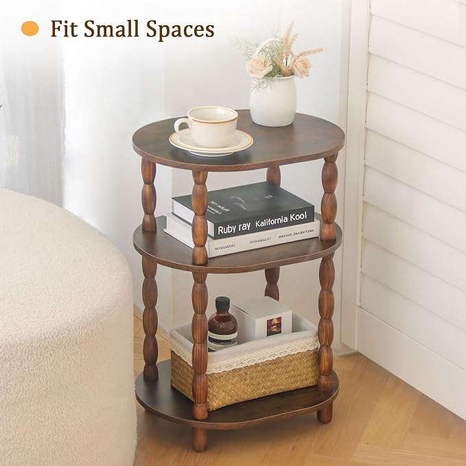 MaxSmeo Side Table, 3-Tier Small End Table, Modern Oval Night Stand Accent Table - Image 4