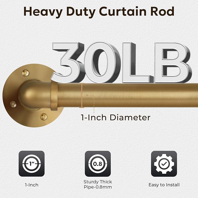Zeerobee Curtain Rods for Windows 48 to 84, 1 Inch Industrial Wrap Around Warm - Image 4