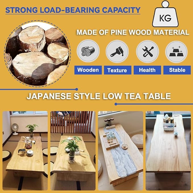 160cm Japanese Floor Table -Vintage Solid Wooden Tatami Table, Low Rectangular - Image 5