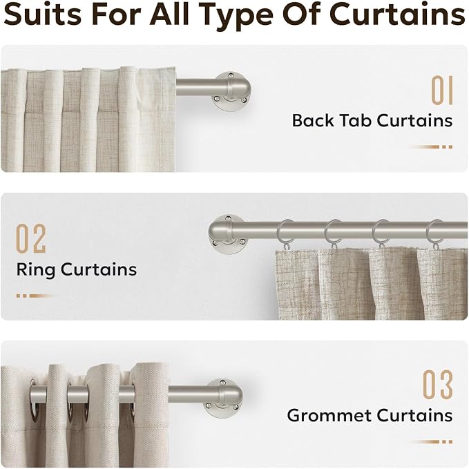 Zeerobee Curtain Rods for Windows 66 to 120, 1 Inch Industrial Wrap Around - Image 8