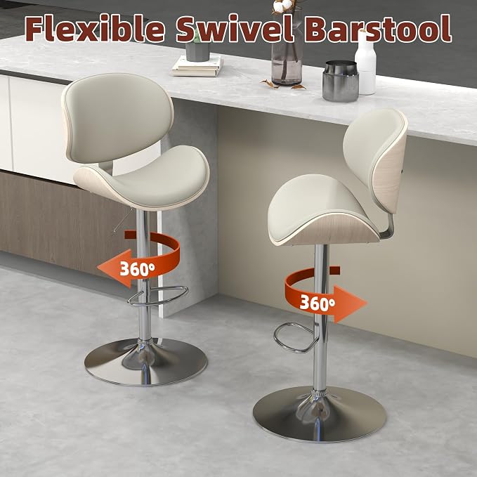 civama Bar Stools Set of 6 for Kitchen Counter, Adjustable Bar Height Chairs - Image 9