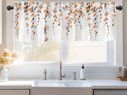 2 Pack Watercolor Orange Leaves Window Valance - Image 2