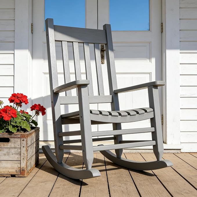 Oversized Outdoor Wooden Rocking Chair - Image 8