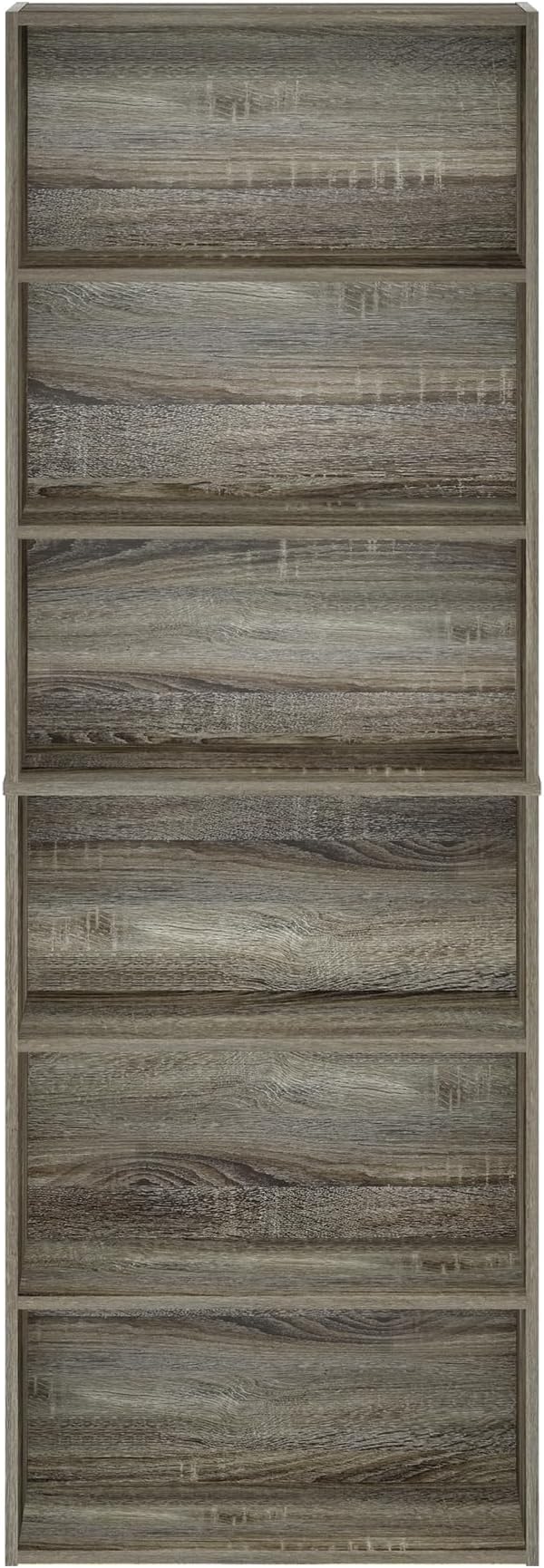 Furinno Jaya Simply Home Free Standing 6-Tier Open Storage Bookcase, French Oak - Image 6