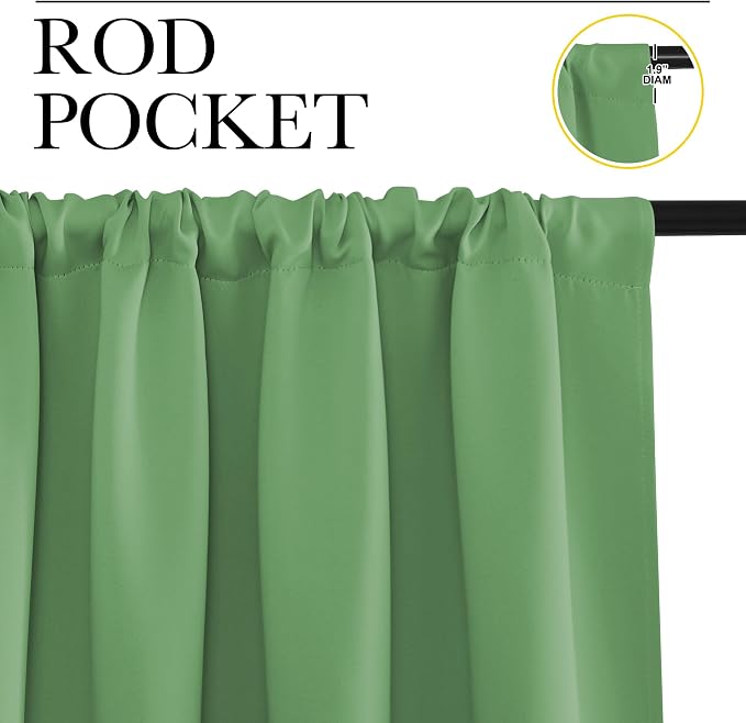 NICETOWN Kitchen Curtains, Froest Green, Short Blackout Curtains & Drapes - Image 2