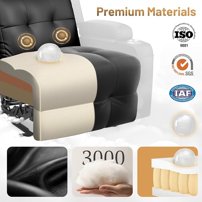 Home Theater Seating Power Recliner Chair, Massage Reclining Sofa - Image 8