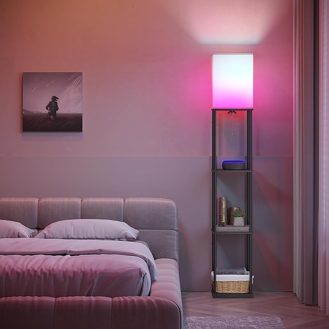 SUNMORY Floor Lamp with Shelves, Smart APP Control Standing Lamps with RGB Bulb - Image 7