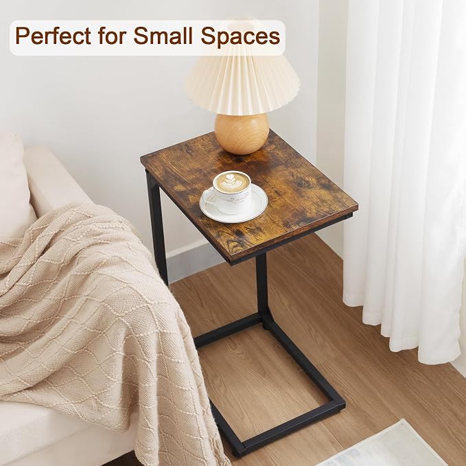 AMHANCIBLE C Shaped Side Table, End Tables Living Room Set of 2, Slide Under - Image 8