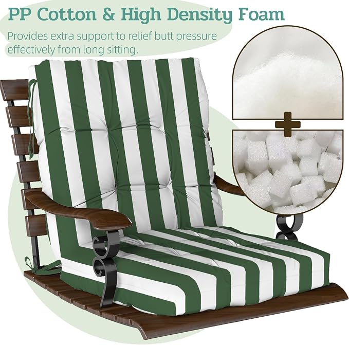 Outdoor Chair Cushions Set of 2, High Back Soft Seat Pad, Indoor Outside Use - Image 4