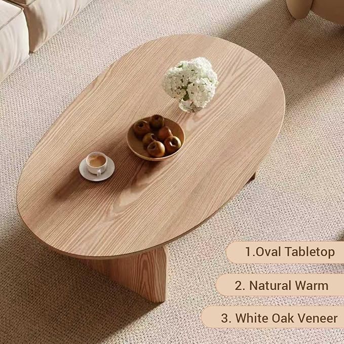 Honyee Modern Oval Coffee Table, Small Coffee Tables - Image 4