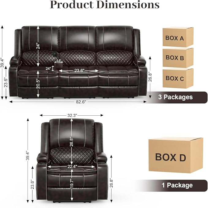 Yolsali 3 Seater Recliner Sofa Set - Image 2