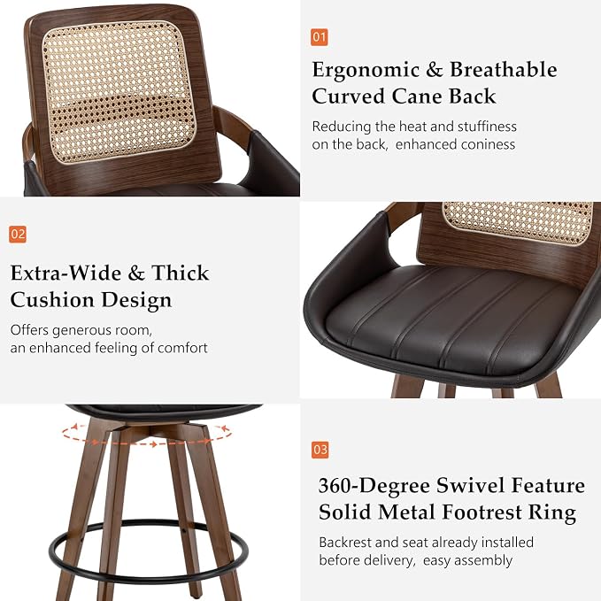 Set of 4 Bar Stools Counter Height - Image 3
