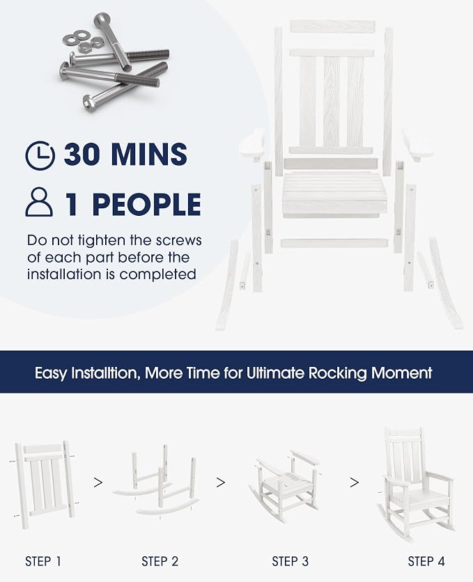 KINGYES Oversized Outdoor Rocking Chair, All-Weather Patio Rocking Chairs - Image 9