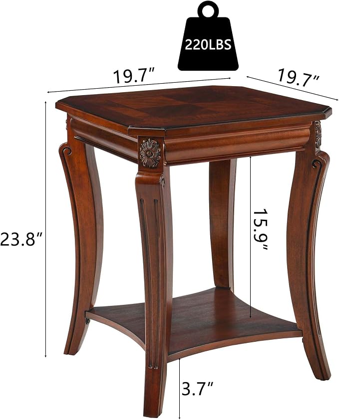 Traditional Distressed Farmhouse Style Coffee Table Set, 2-Piece Solid Wood - Image 3