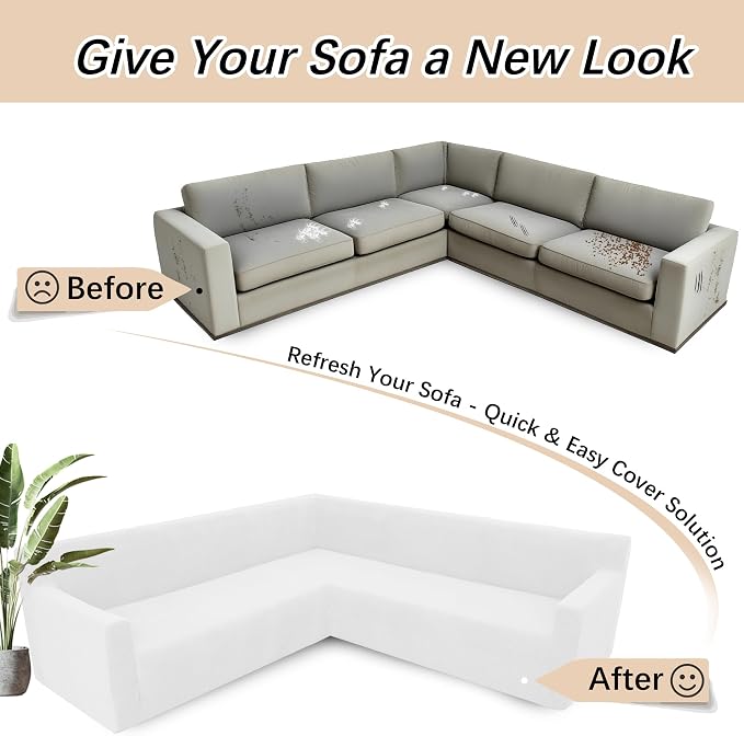 Arfntevss Stretch Sectional Couch Covers L Shaped Corner Sectional Sofa Cover - Image 6