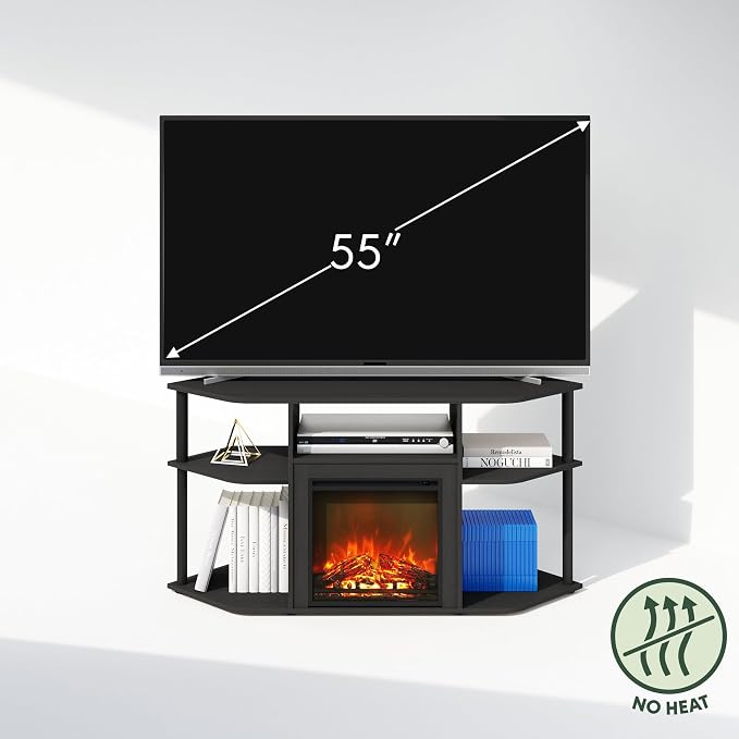 Furinno Jensen Fireplace TV Stand, NO Heat Decorative Electric Fireplace Corner - Image 6