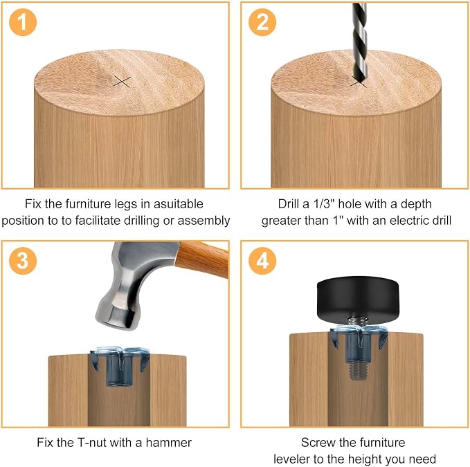 Darcvds M6 Thread Furniture Feet Levelers, Leveling Feet Screw on Furniture - Image 3