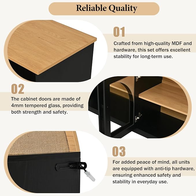 Merax Vintage Farmhouse TV Stand Set - Image 5