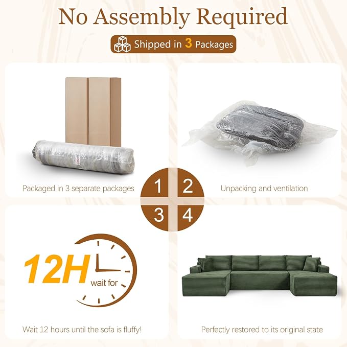 125" Modular Sectional Sleeper Sofa, Boneless Cloud Couch - Image 7