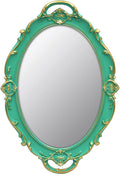 YCHMIR Vintage Mirror Small Wall Mirror 14.5 x 10 inches Oval Green by YCHMIR