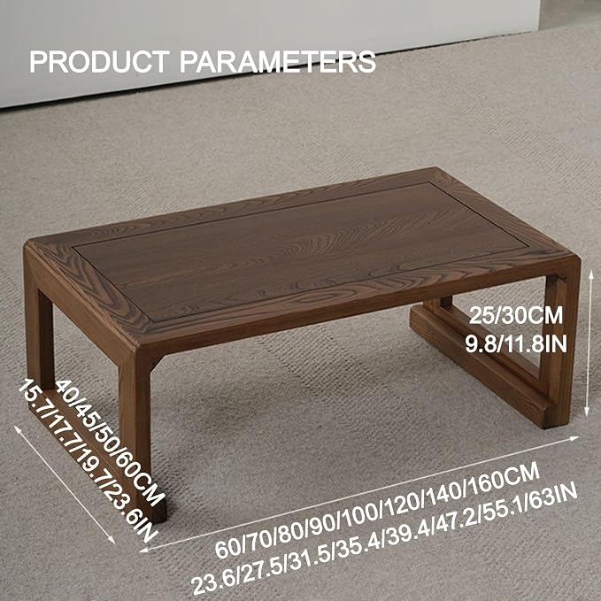 HARELA Japanese Solid Wood Low Coffee Table, Tatami Tea Style, Zen-Inspired - Image 2