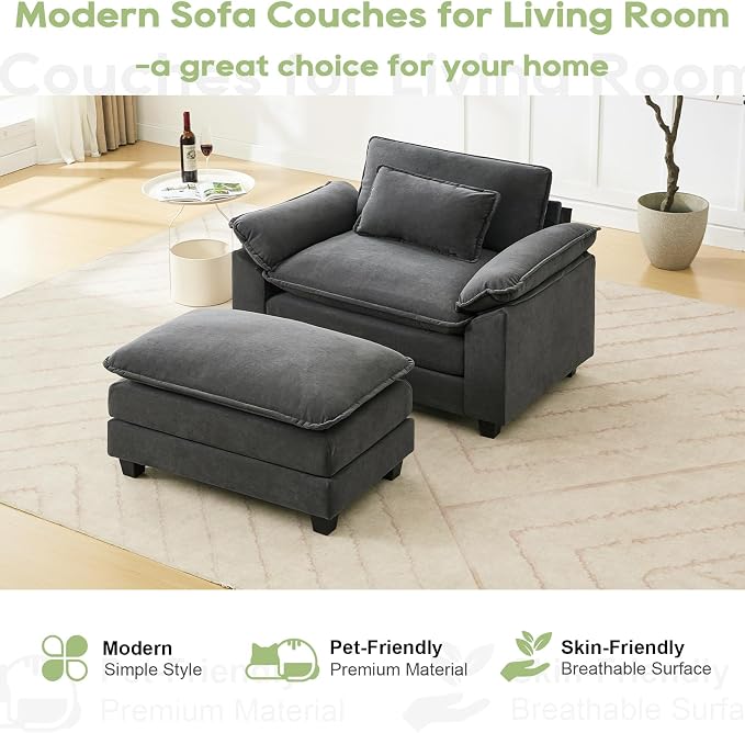 Oprisen 53" Modular Sectional Sofa, Comfy Cloud Couch Sectional Sofa - Image 7