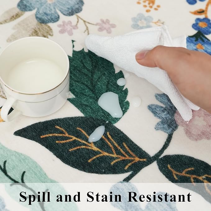 Washable 4x4 Square Area Rug: Floral Scalloped Soft Rugs - Image 5