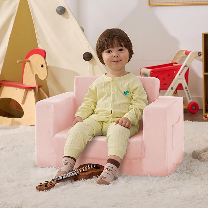 Kids Couch, 2-in-1 Toddler Chair Comfy 1-3 Years, Convertible Kids Chair - Image 2