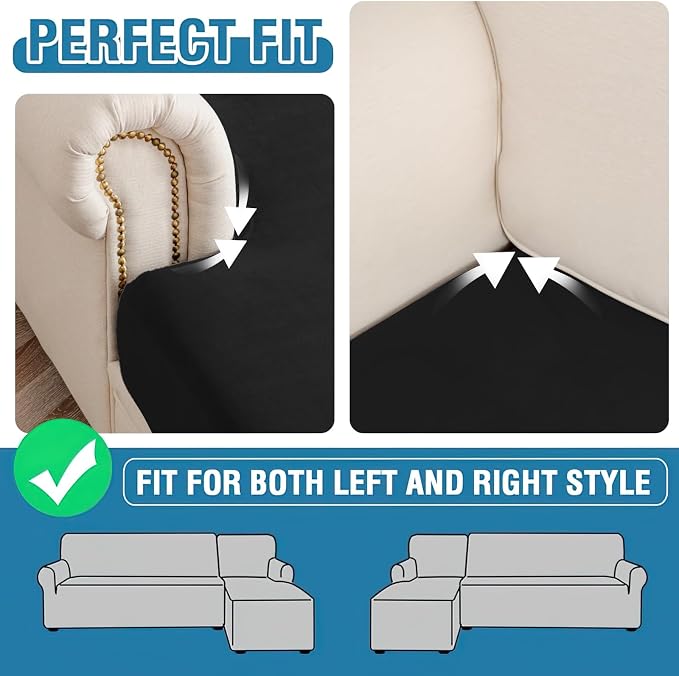Couch Cover 8-Piece Elastic Velvet Couch Cushion Covers & Chaise Slipcovers - Image 6
